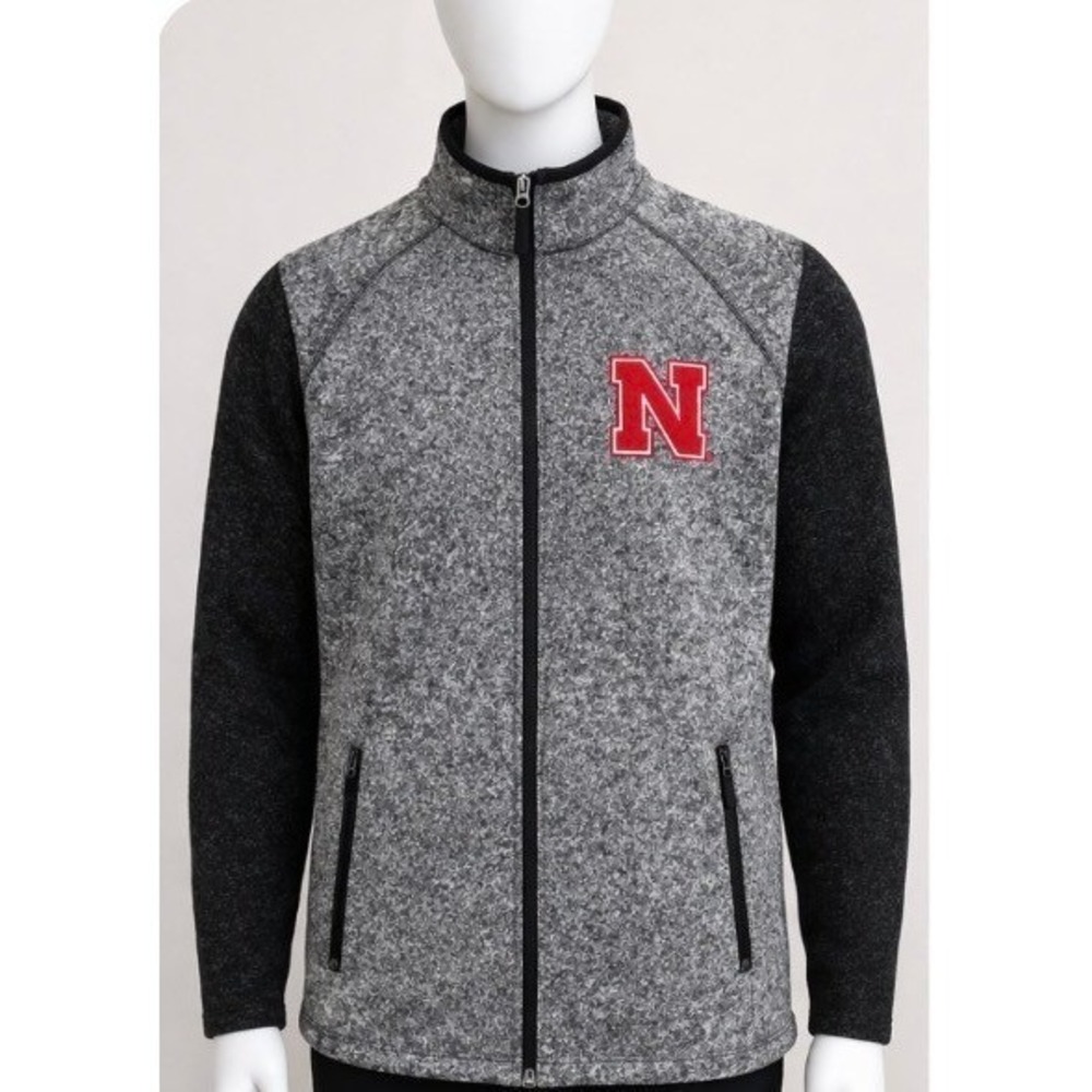 Nebraska Cornhuskers Jacket Mens XL  Carl Banks Fleece Full Zip Gray Sweater